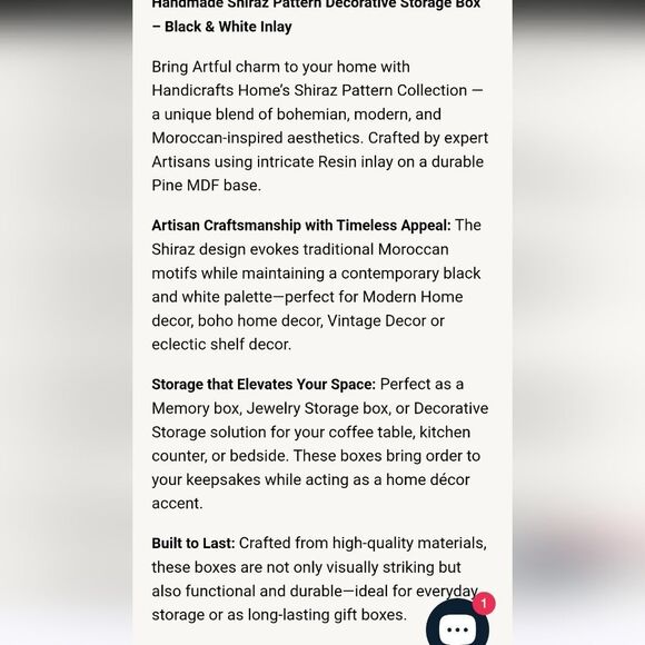 Handcrafted In India Bone & Resin Shiraz Pattern Keepsake Decorative Box - Picture 3 of 12